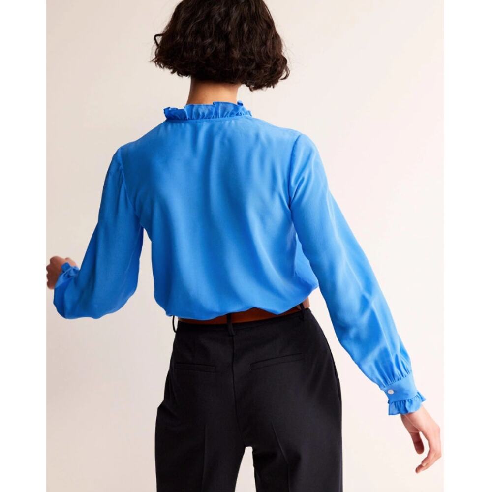 Boden Ruffle Neck Silk Blouse - Picture 2 of 6